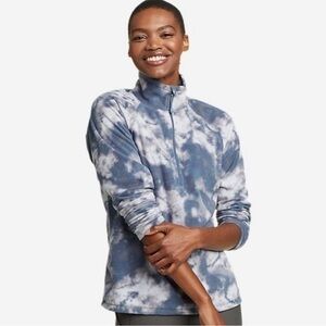 Eddie Bauer Quest 3/4 Zip Sky Blue and Cream Fleece Pullover Women’s Medium
